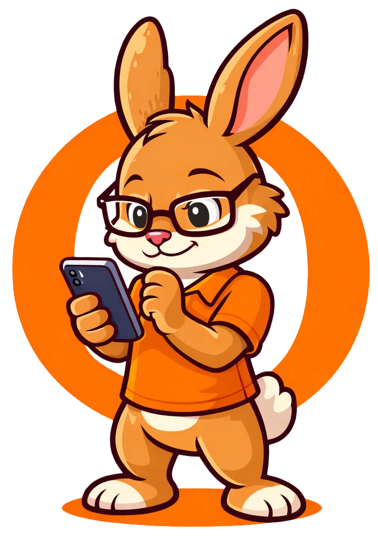 Hase sucht Unterschiede auf dem Smartphone